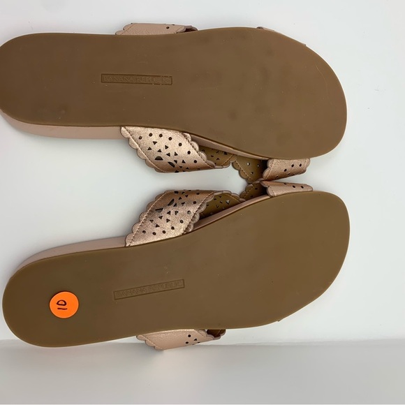 Banana Republic Size 10 Sandals Laser Cutout Leather Rose Gold Metallic - Picture 7 of 7